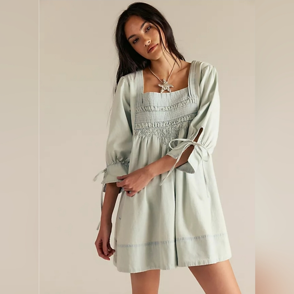 Free People Sonora Denim Mini Dress Size XS NWT - Picture 2 of 12